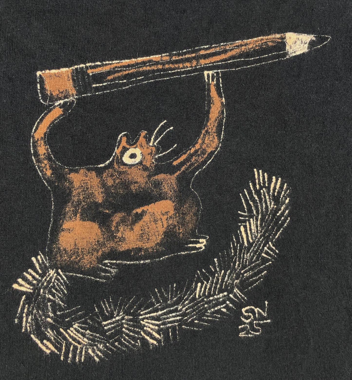 Pencil Squirrel - Medium Bleach-Painted T-Shirt