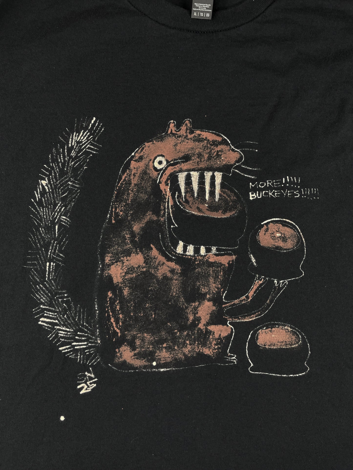 MORE!!! BUCKEYES!!!!! - XL Bleach-Painted T-Shirt