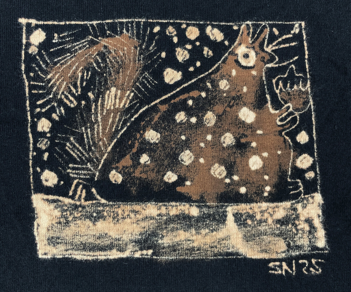 Snowy Squirrel Square 2 - Medium Bleach-Painted T-Shirt