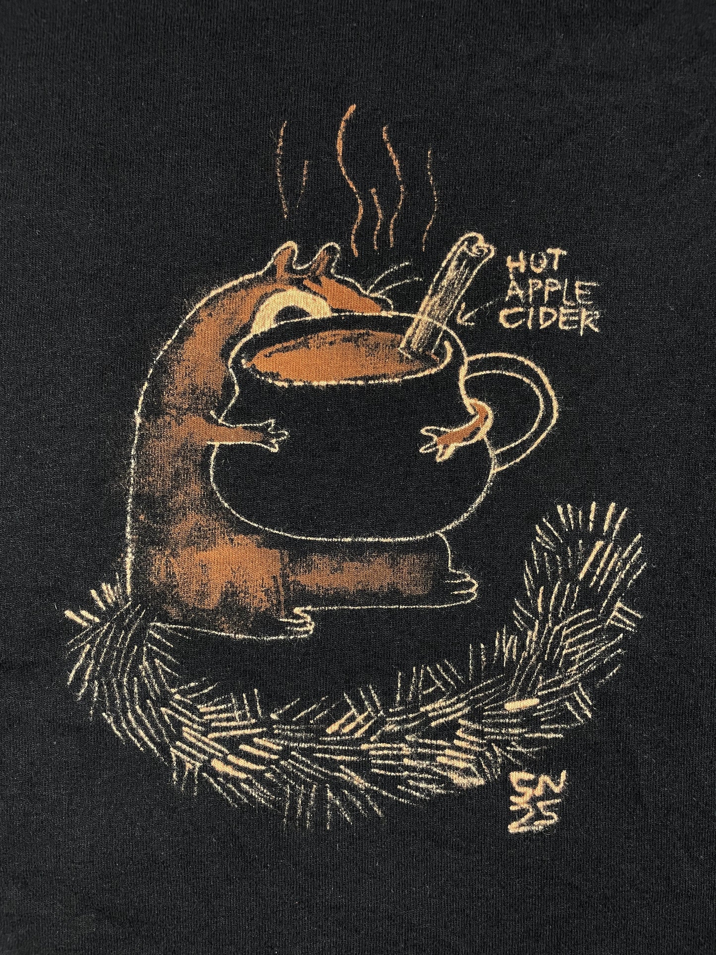 Apple Cider Squirrel - Medium Bleach-Painted T-Shirt