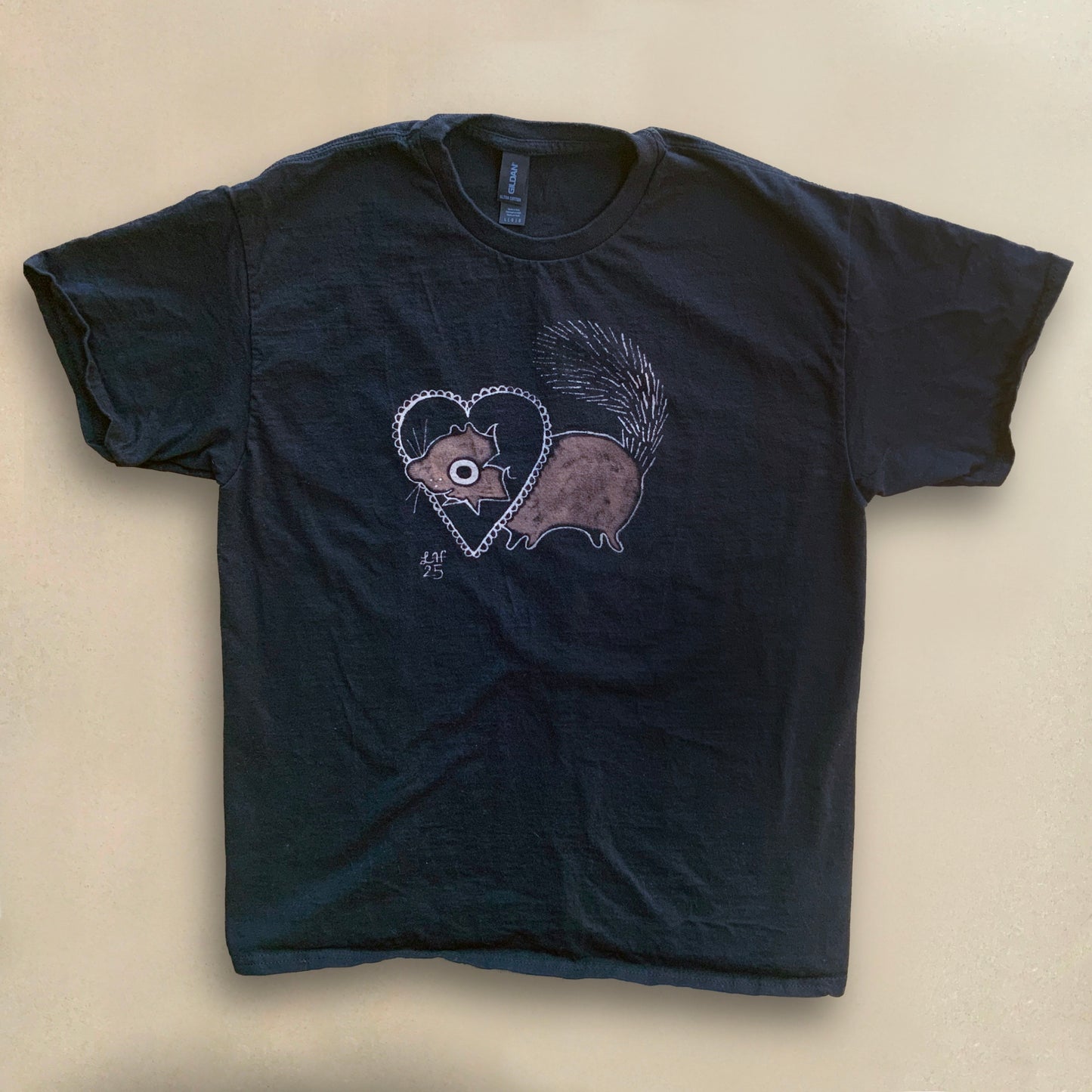 Heart Buster Squirrel - Large Bleach Painted T-Shirt