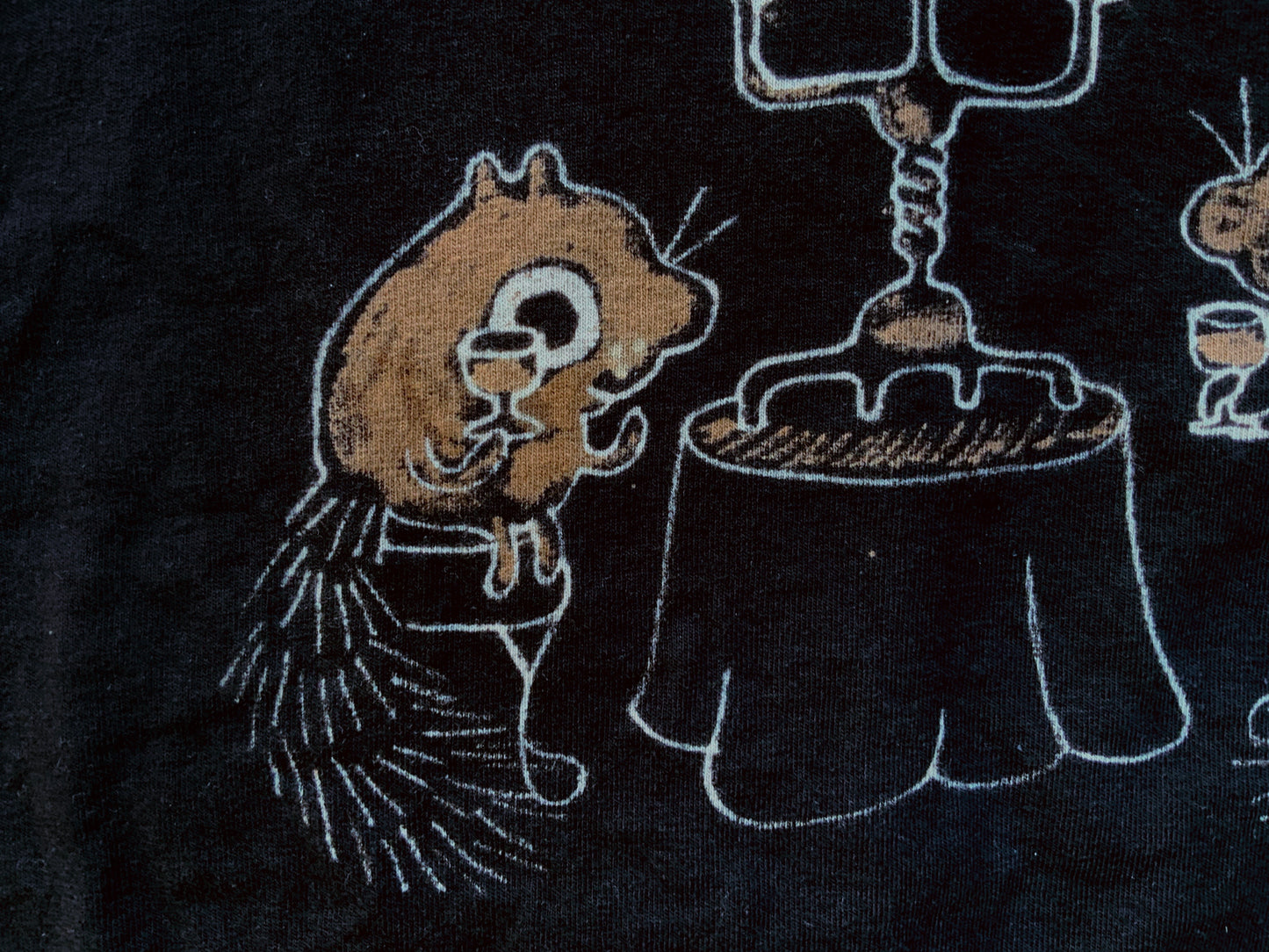 Candlelit Romance Squirrels - Large Bleach Painted T-Shirt