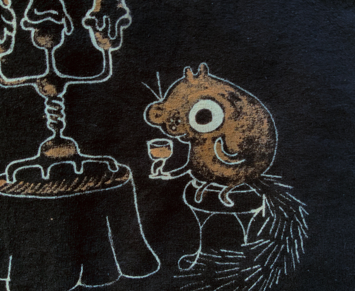 Candlelit Romance Squirrels - Large Bleach Painted T-Shirt