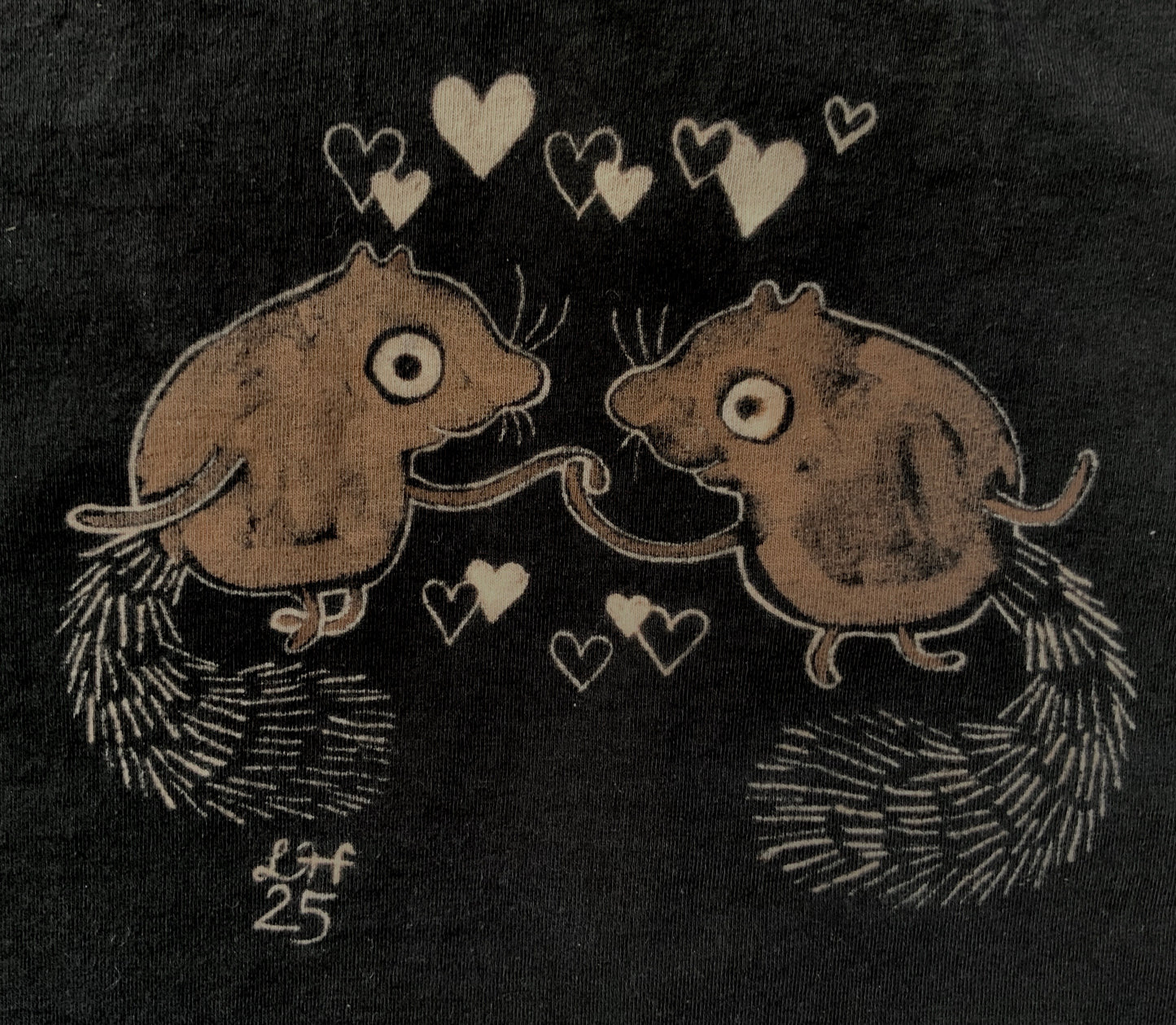 Dancing Squirrels - Large Bleach Painted T-Shirt