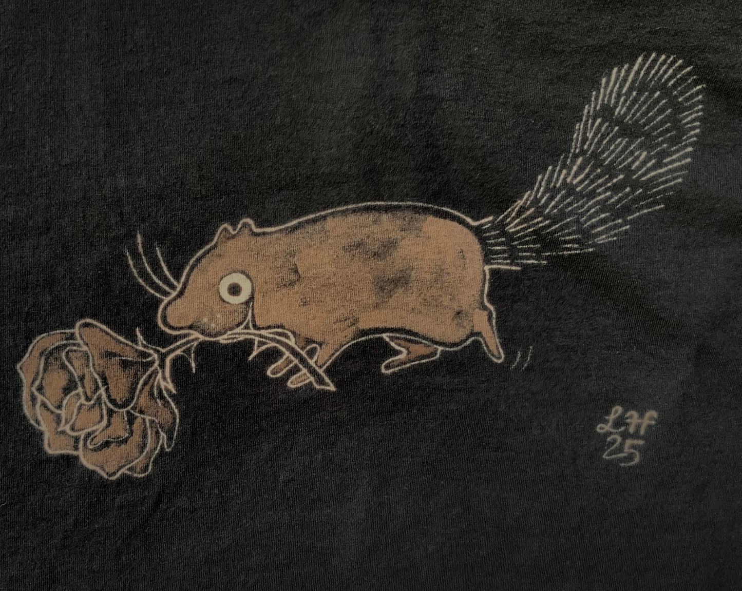 Rose Squirrel - XL Bleach Painted T-Shirt
