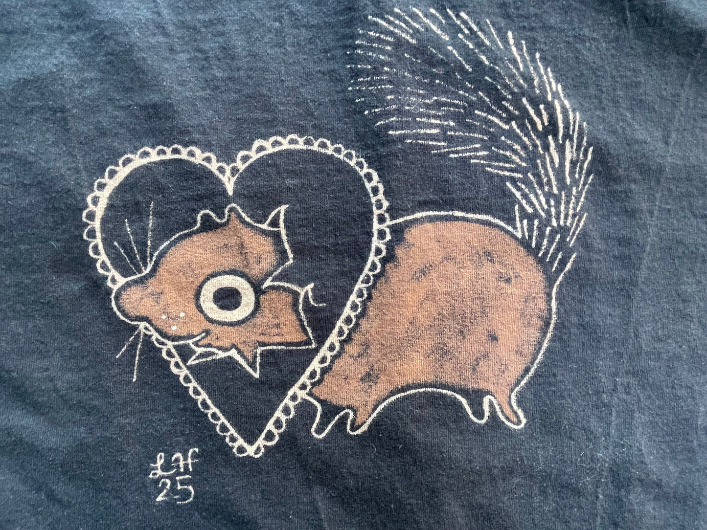 Heart Buster Squirrel - Large Bleach Painted T-Shirt