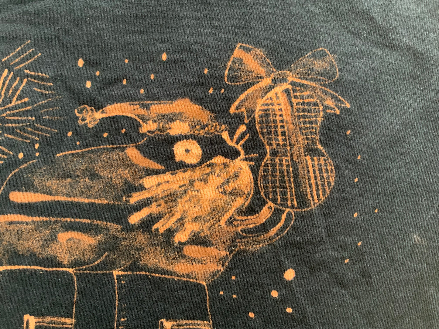 Big Boot Santa Squirrel - Medium Bleach Painted T-Shirt