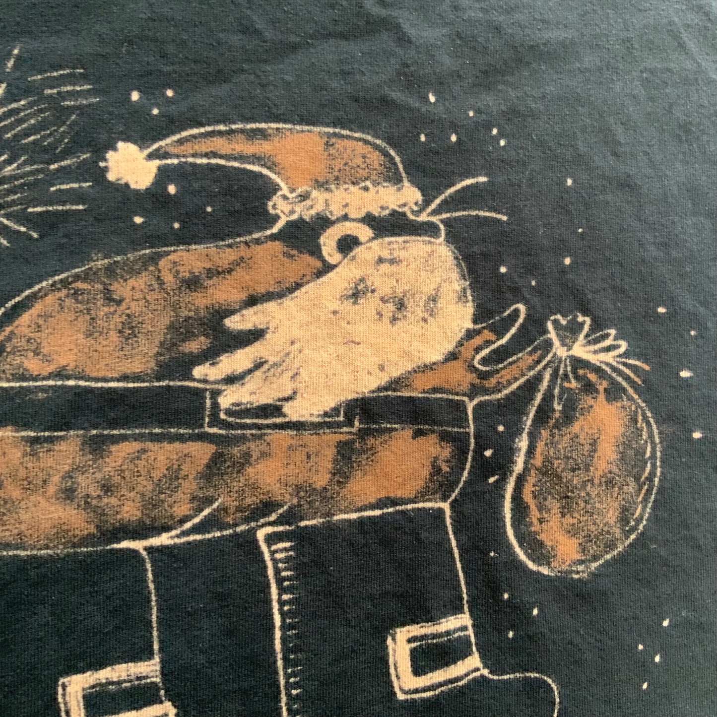 Big Boot Santa Squirrel - XL Bleach Painted T-Shirt