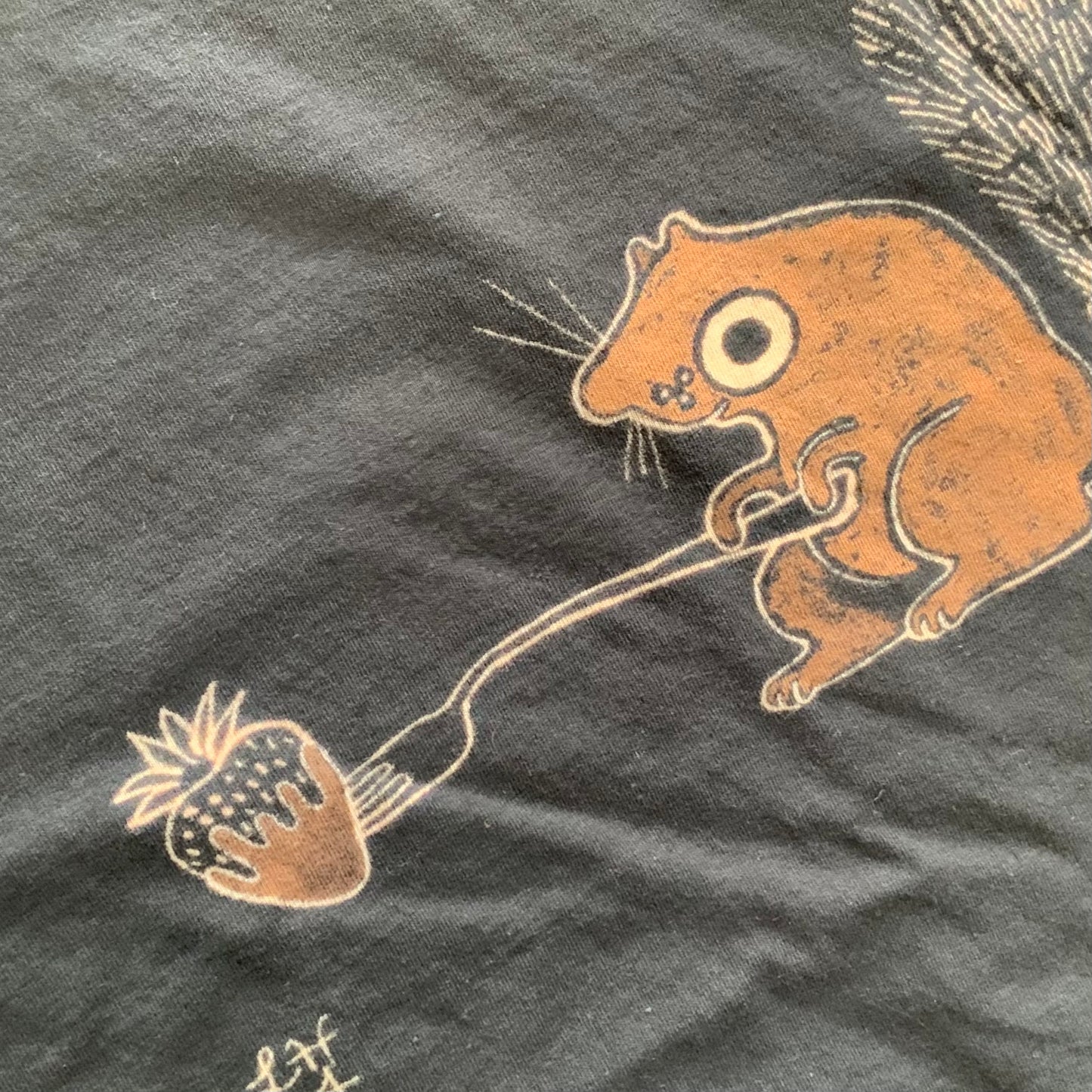 Chocolate Strawberry Squirrel - Medium Bleach Painted T-Shirt