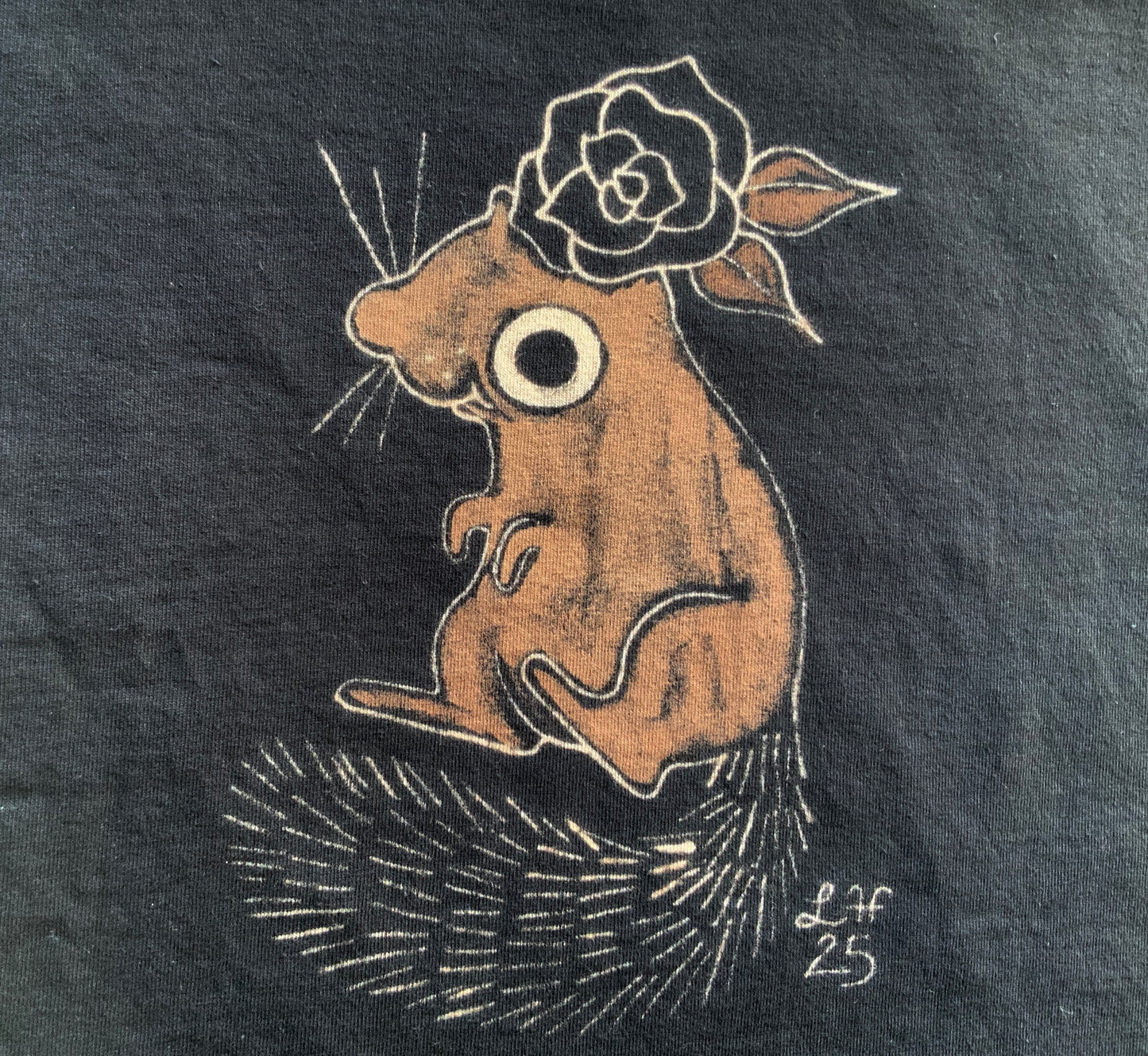 Rose Squirrel - 2XL Bleach Painted T-Shirt