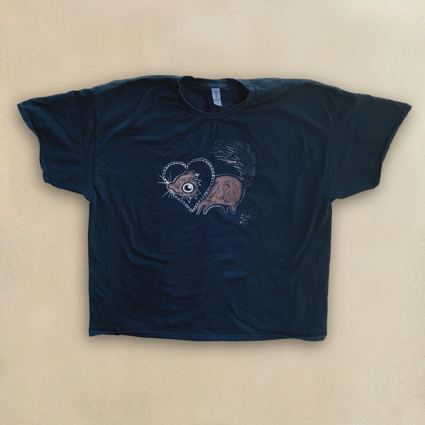 Heart Buster Squirrel - 3XL Bleach Painted T-Shirt