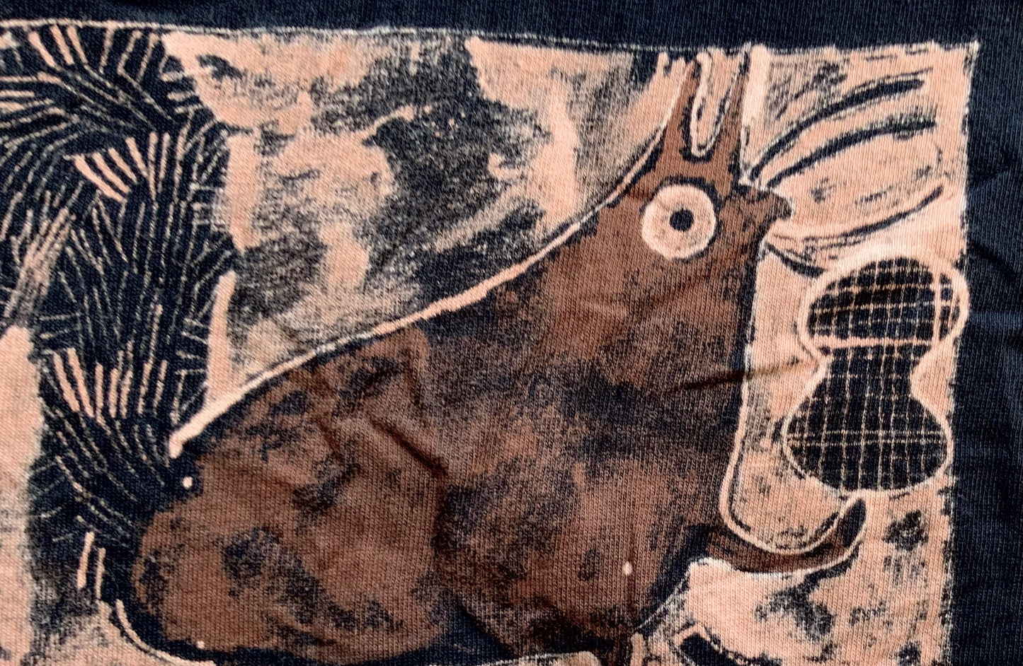 Faux Block Print Squirrel - Small Bleach-Painted T-Shirt