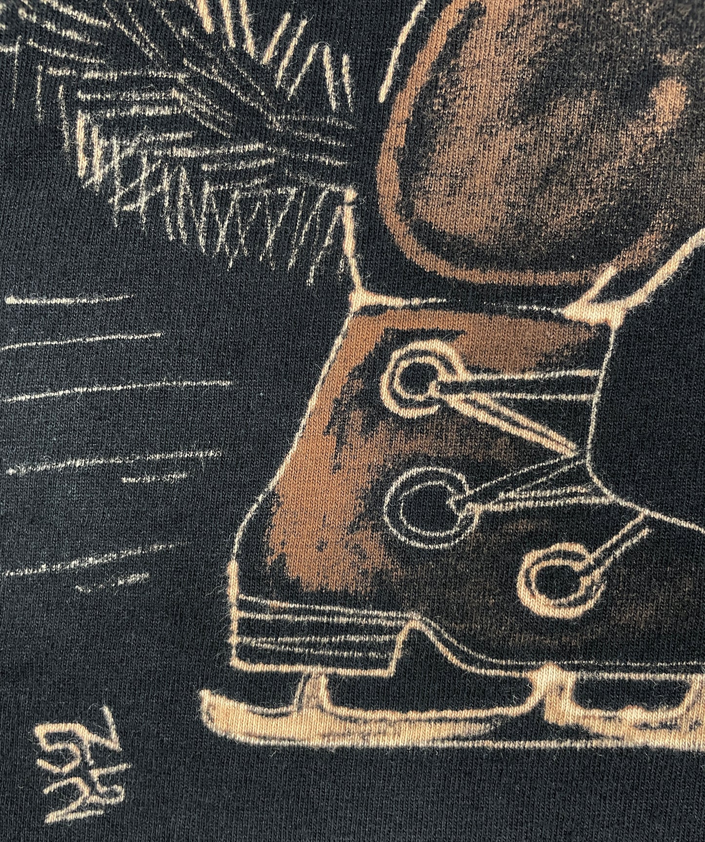 Ice Skating Squirrel - Large Bleach-Painted T-Shirt