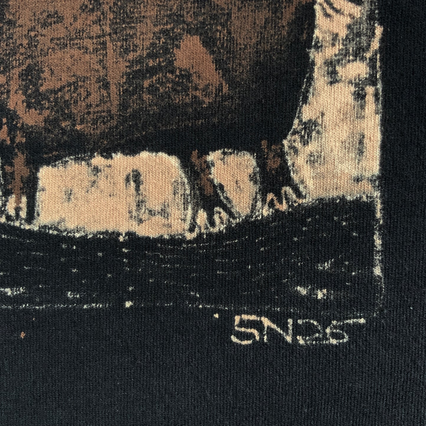 Faux Linocut Squirrel - Medium Bleach-Painted T-Shirt