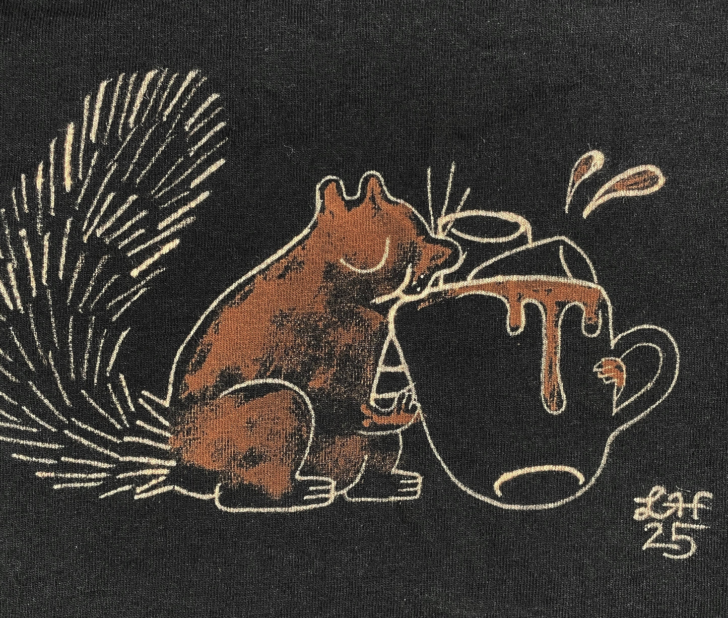 Hot Cocoa Squirrel - Small Bleach-Painted T-Shirt