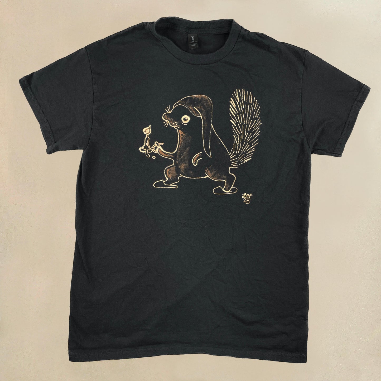 Ebenezer Squirrel - Medium Bleach-Painted T-Shirt