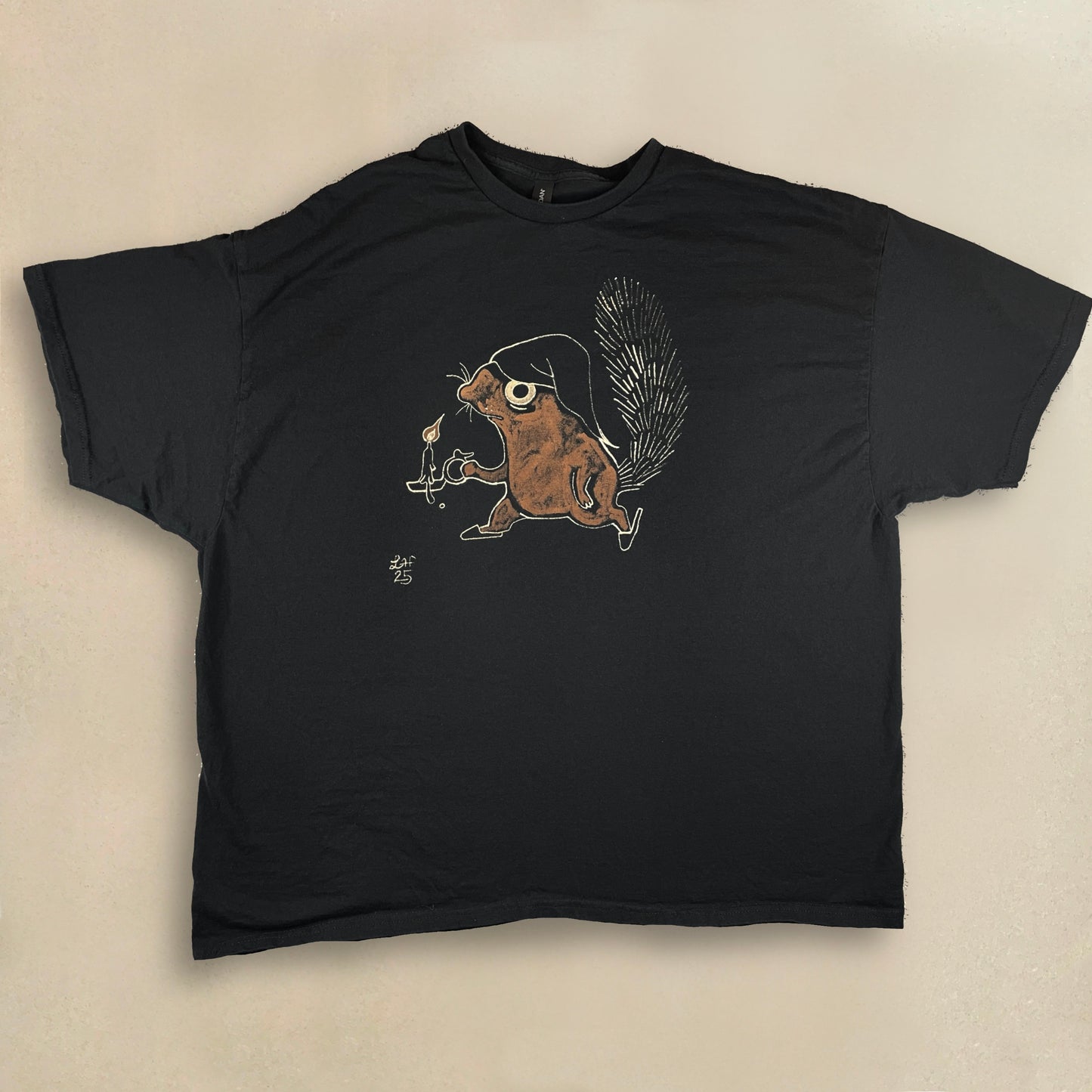 Ebenezer Squirrel - 3XL Bleach-Painted T-Shirt