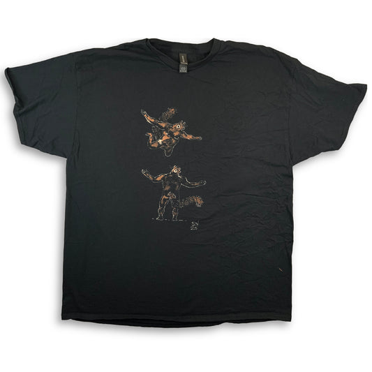 Wrestling Squirrels - 2XL Bleach-Painted T-Shirt