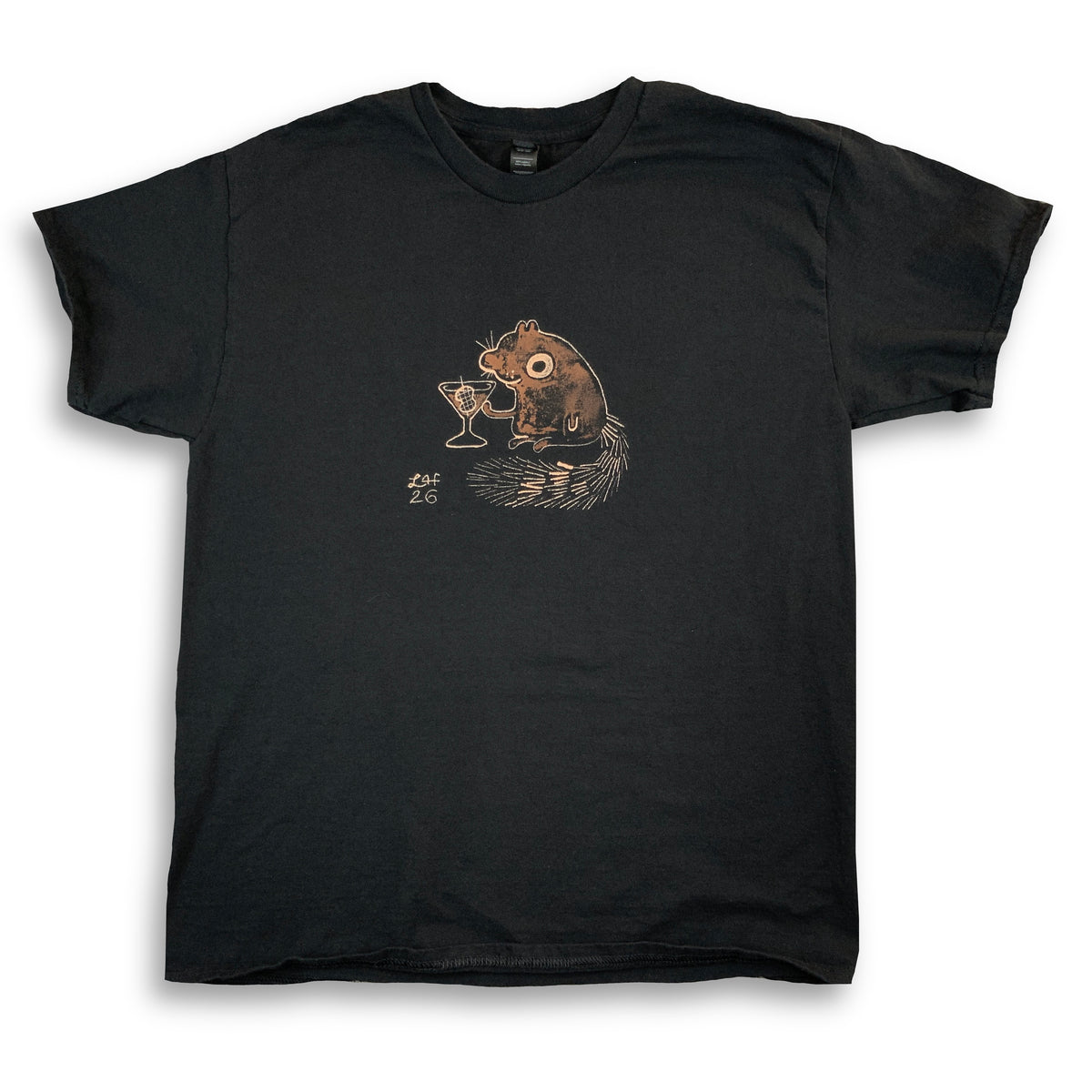 Martini Squirrel - Large Bleach-Painted T-Shirt