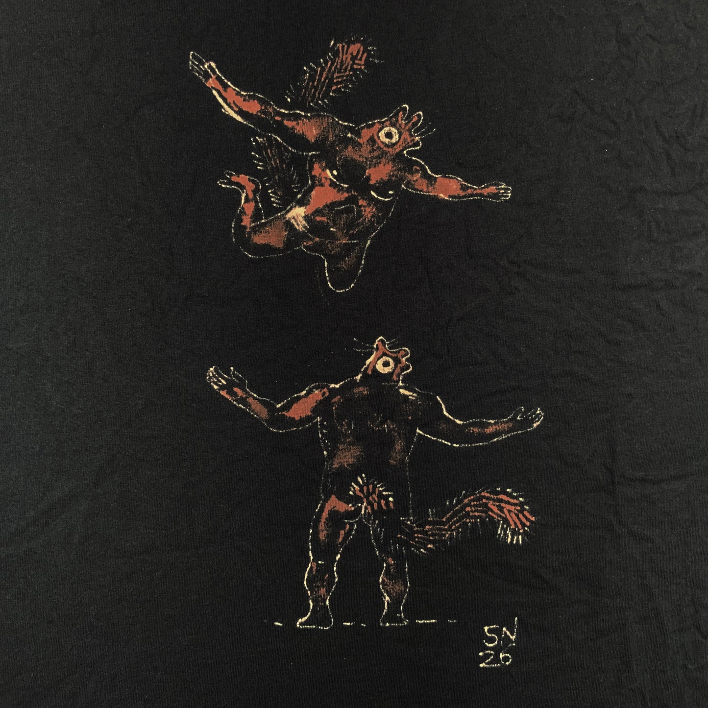 Wrestling Squirrels - 2XL Bleach-Painted T-Shirt