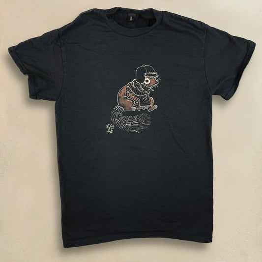 Bundled Up Squirrel - Small Bleach-Painted T-Shirt