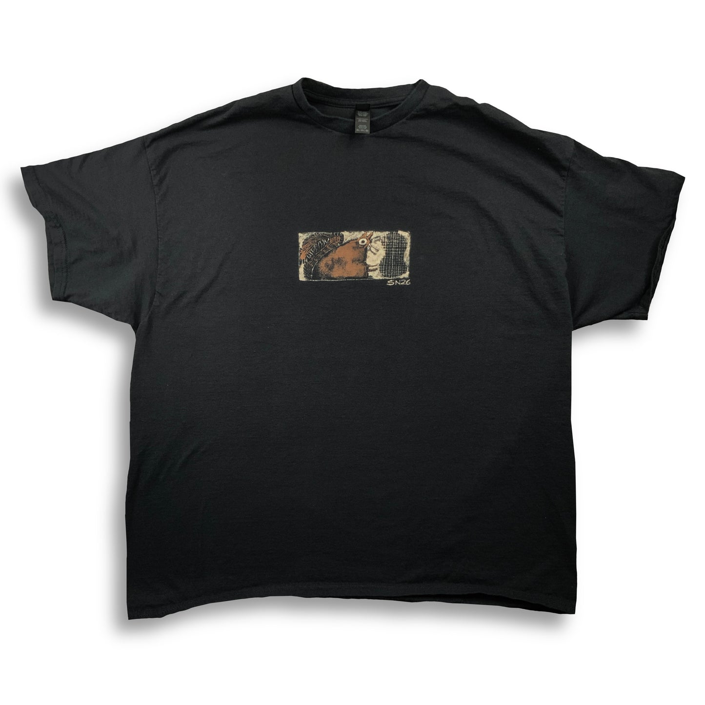 Faux Linocut Squirrel - 2XL Bleach-Painted T-Shirt