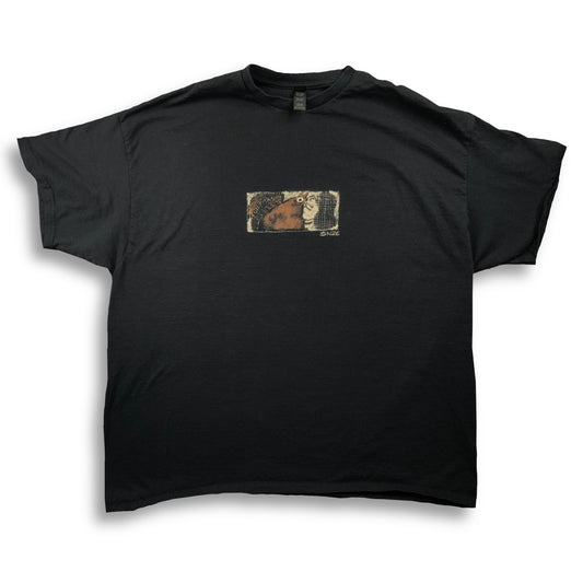 Faux Linocut Squirrel - 2XL Bleach-Painted T-Shirt