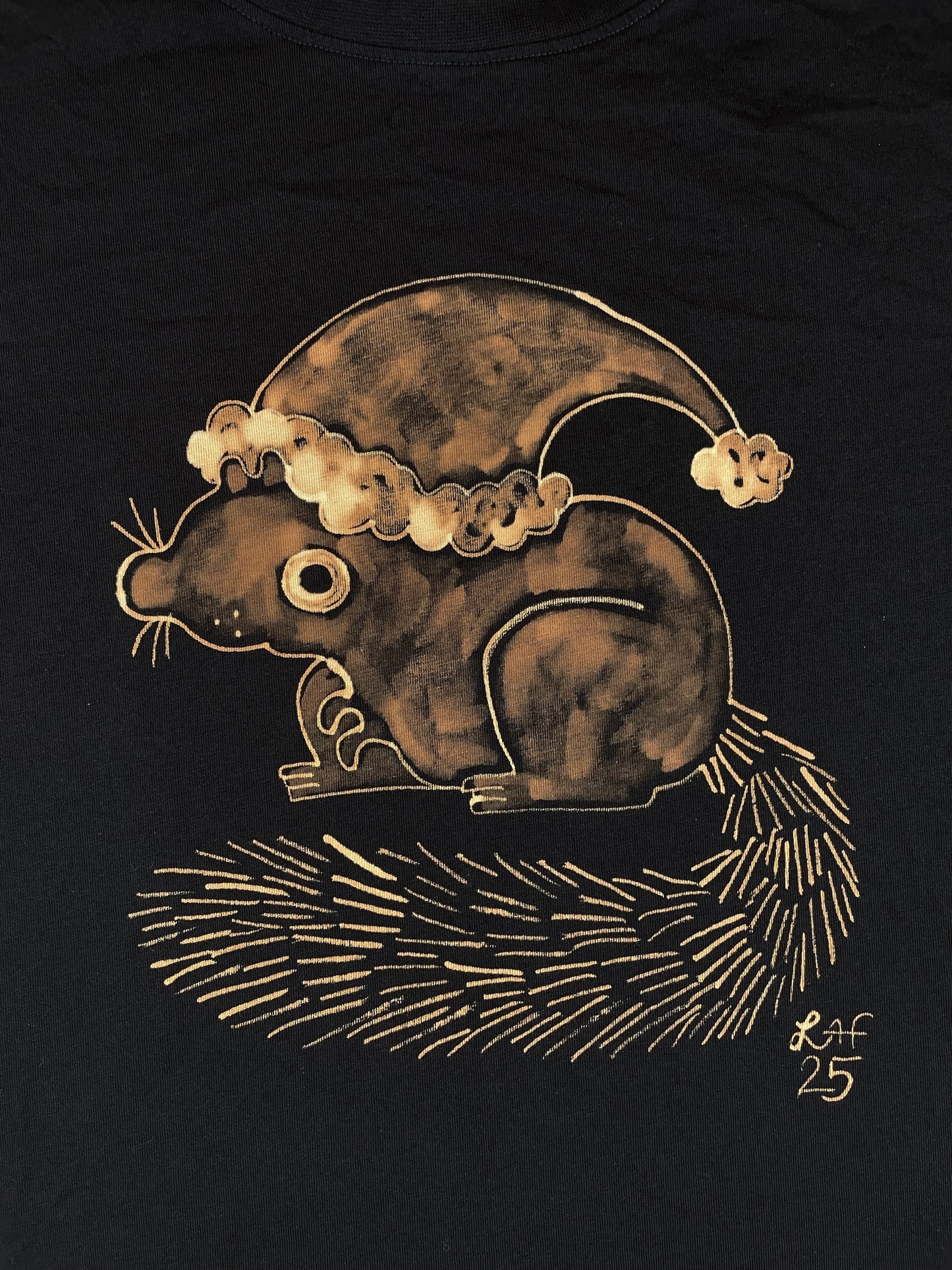 Santa Hat Squirrel - XL (fits like Large) Bleach-Painted T-Shirt