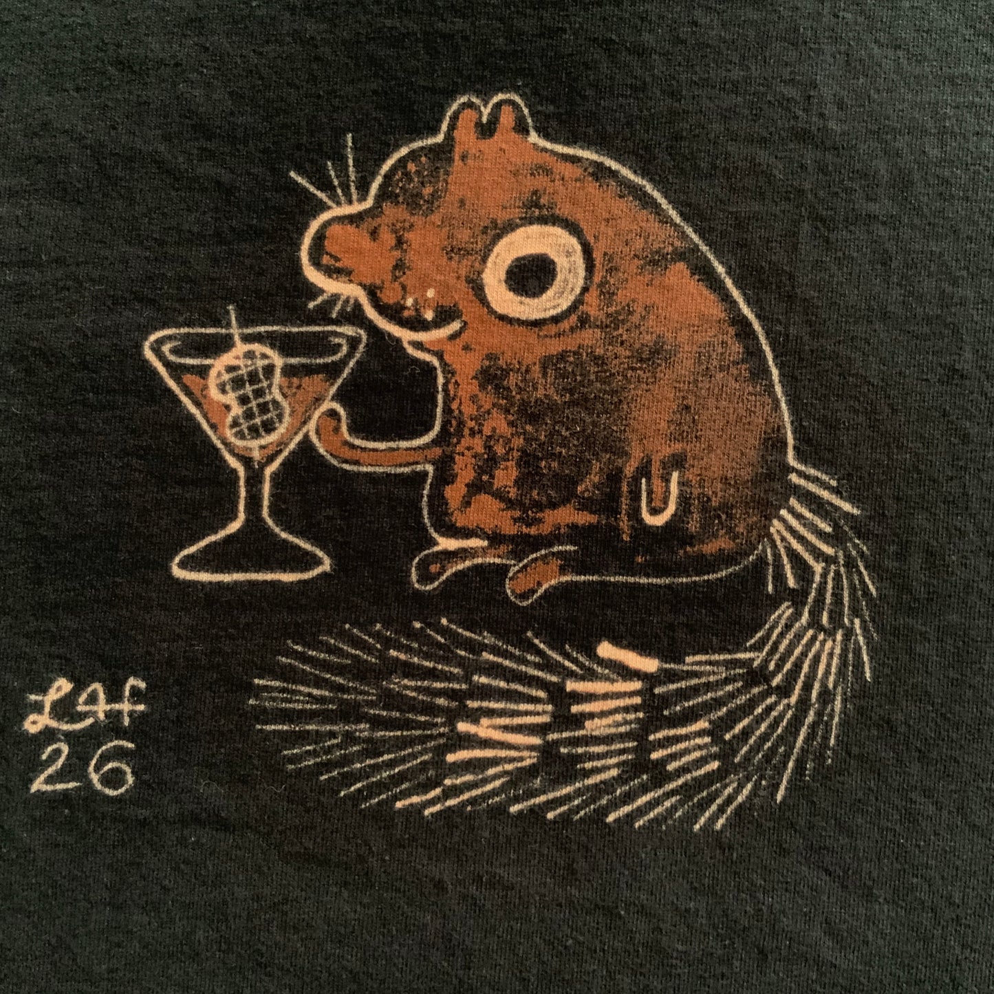 Martini Squirrel - Large Bleach-Painted T-Shirt