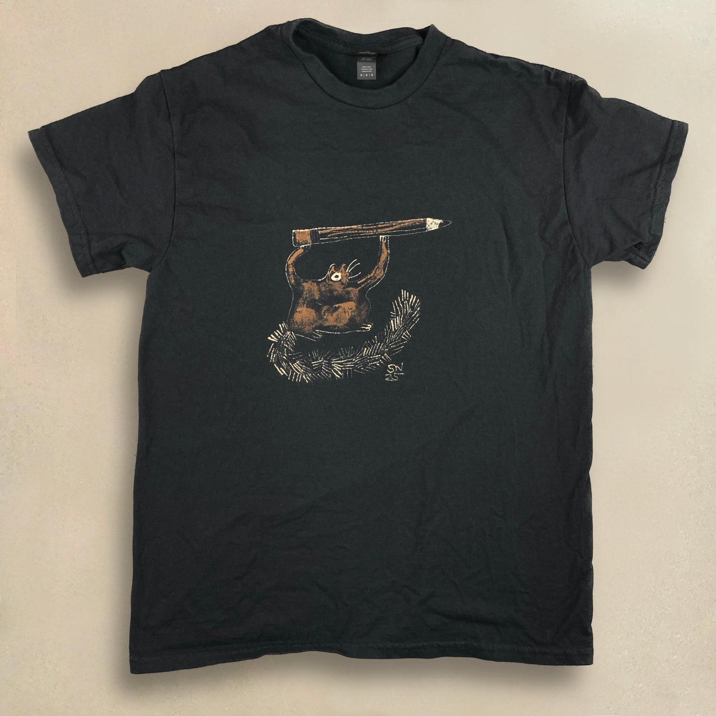 Pencil Squirrel - Medium Bleach-Painted T-Shirt