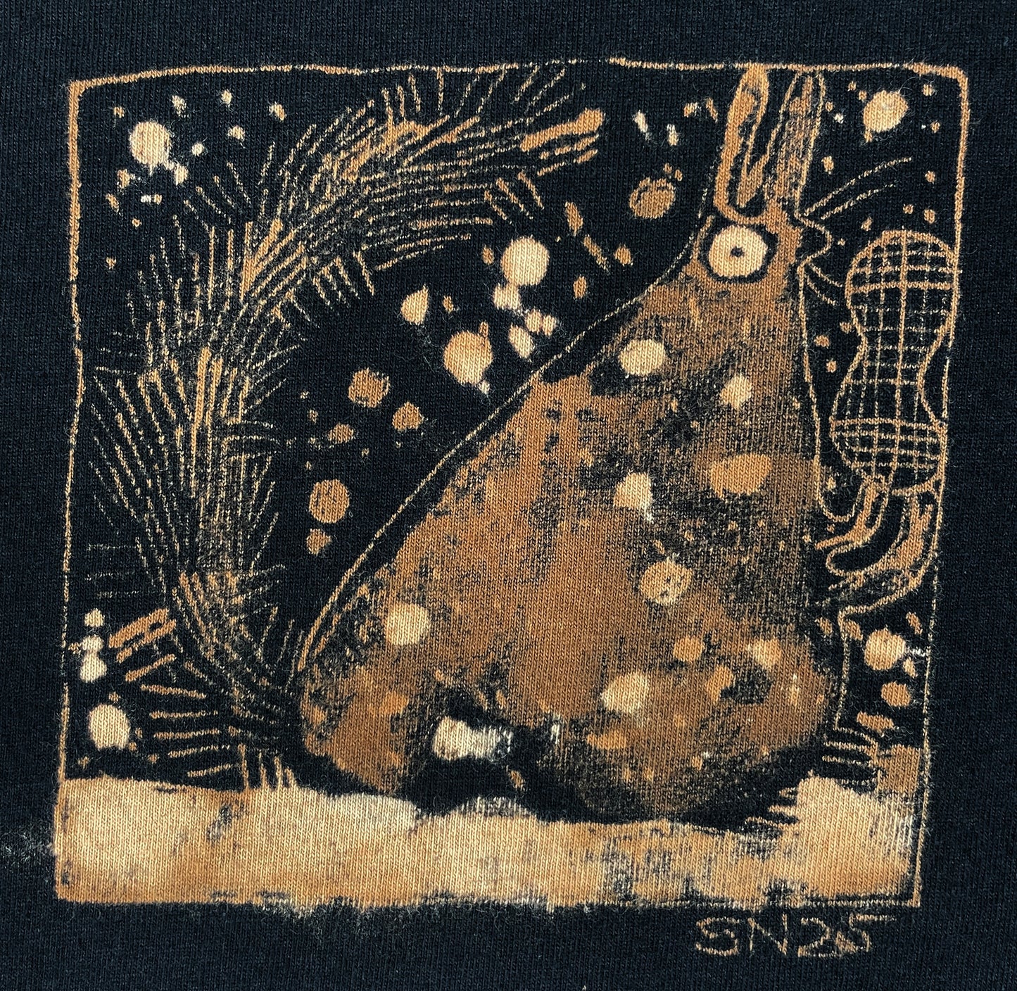 Snowy Squirrel Square 3 - XL Bleach-Painted T-Shirt