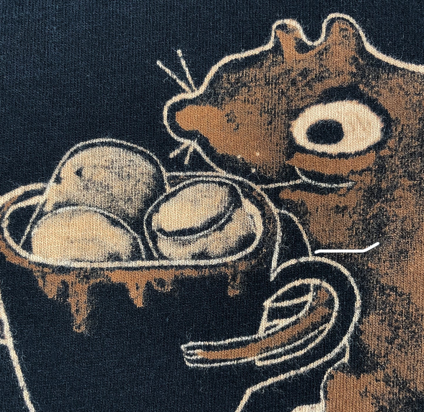 Hot Cocoa Squirrel - Medium Bleach-Painted T-Shirt