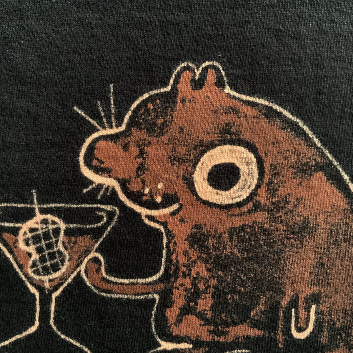 Martini Squirrel - Large Bleach-Painted T-Shirt
