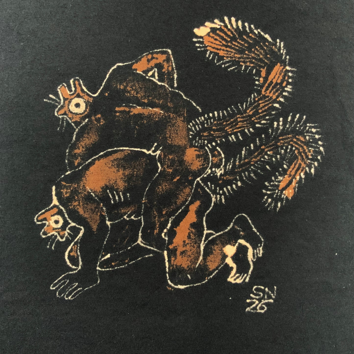 Wrestling Squirrels - Large Bleach-Painted T-Shirt