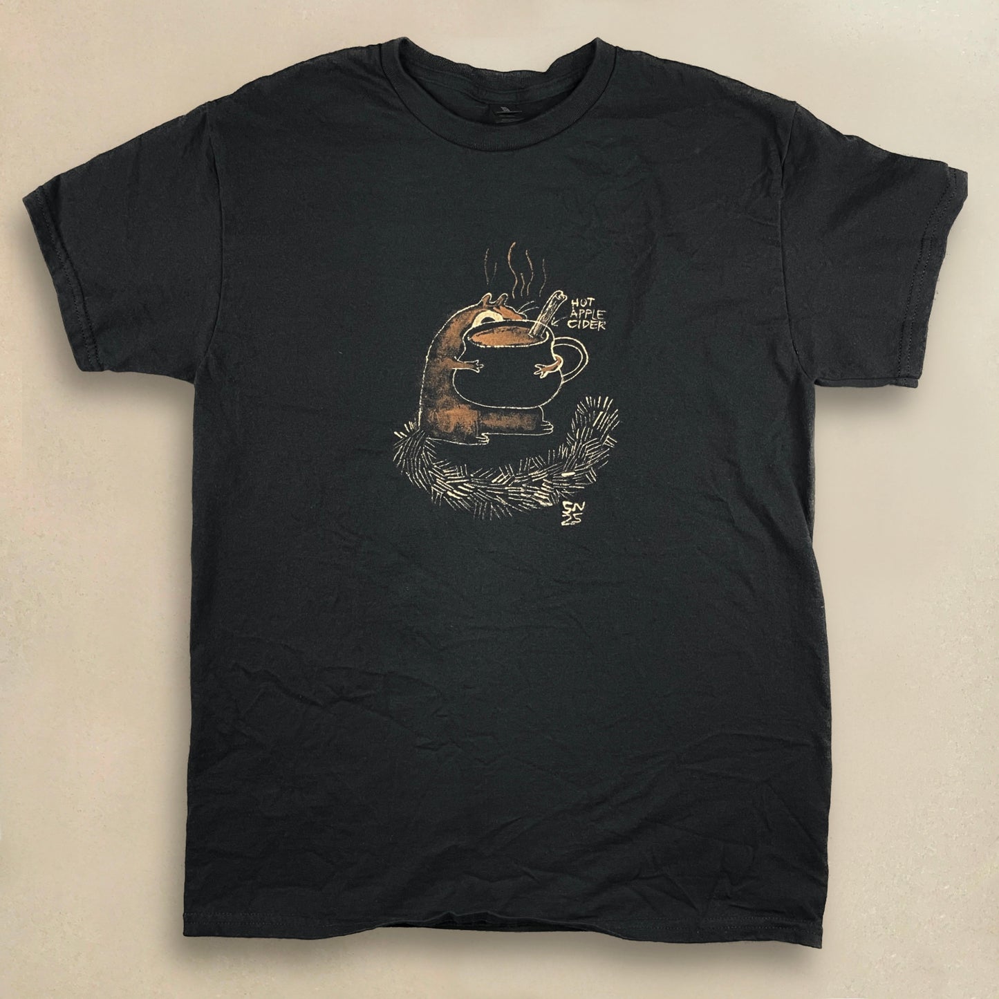 Apple Cider Squirrel - Medium Bleach-Painted T-Shirt