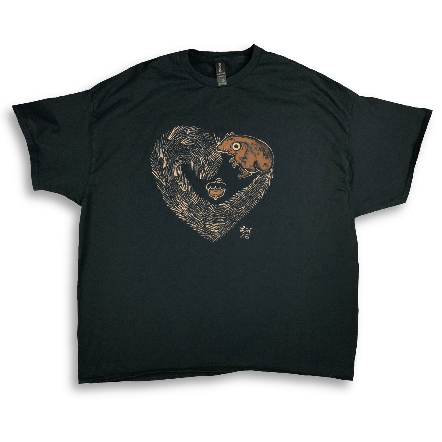 Heart Tail Squirrel - 2XL Bleach-Painted T-Shirt