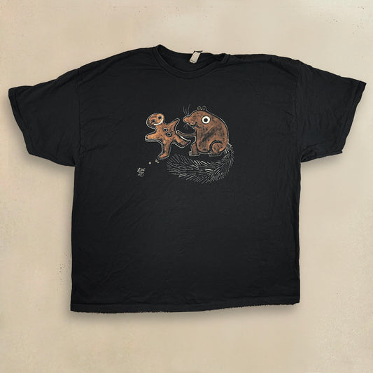 Gingerbread Squirrel - 3XL Bleach-Painted T-Shirt