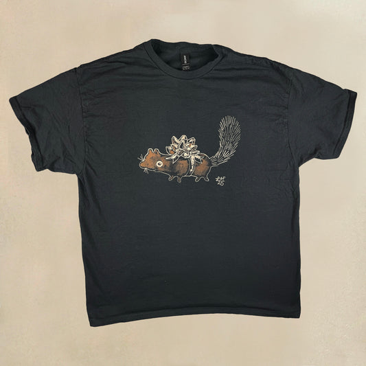 Gift Wrapped Squirrel - XL Bleach-Painted T-Shirt