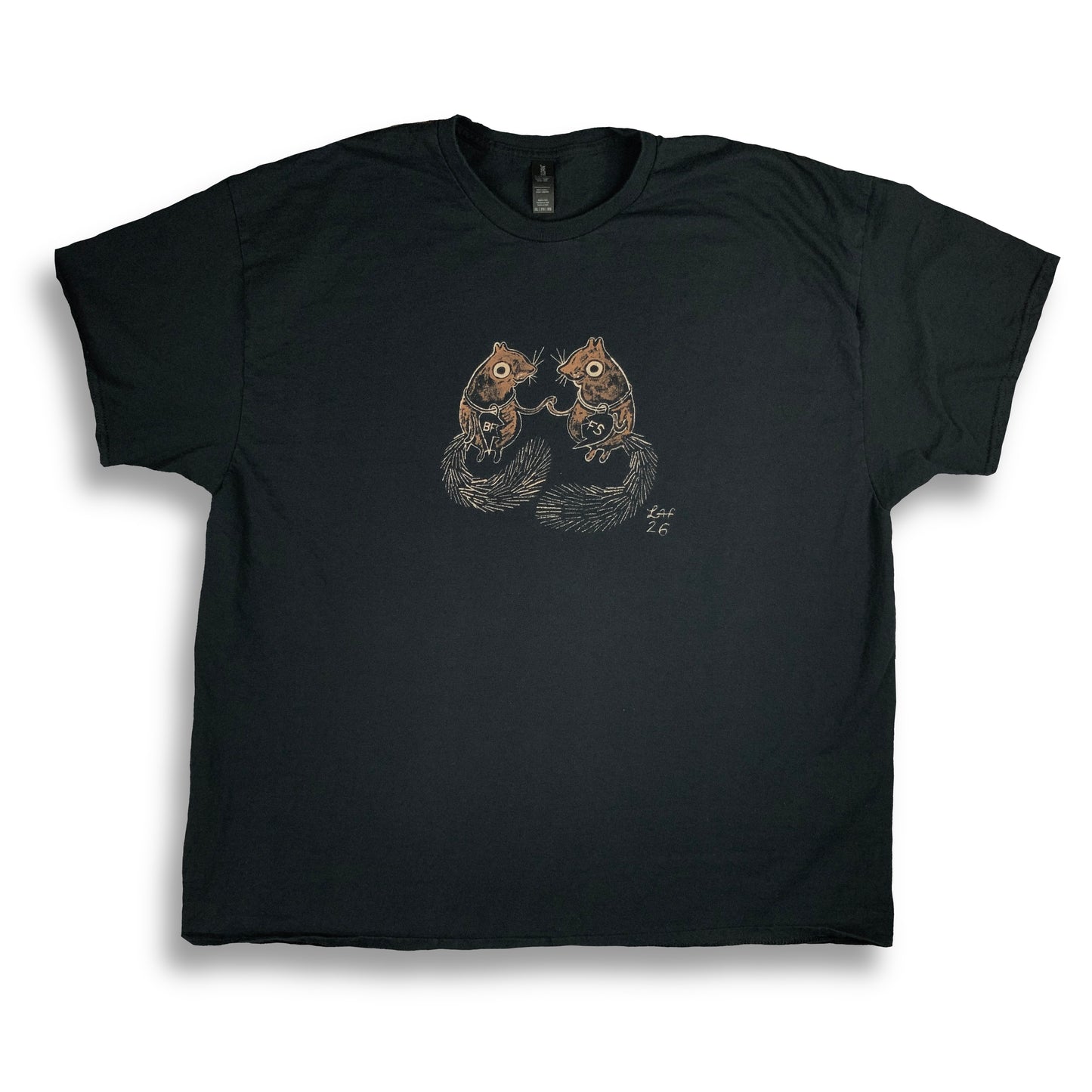 BFF Squirrels - 3XL Bleach-Painted T-Shirt