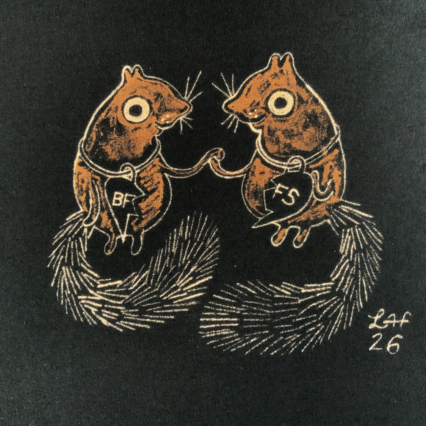 BFF Squirrels - 3XL Bleach-Painted T-Shirt