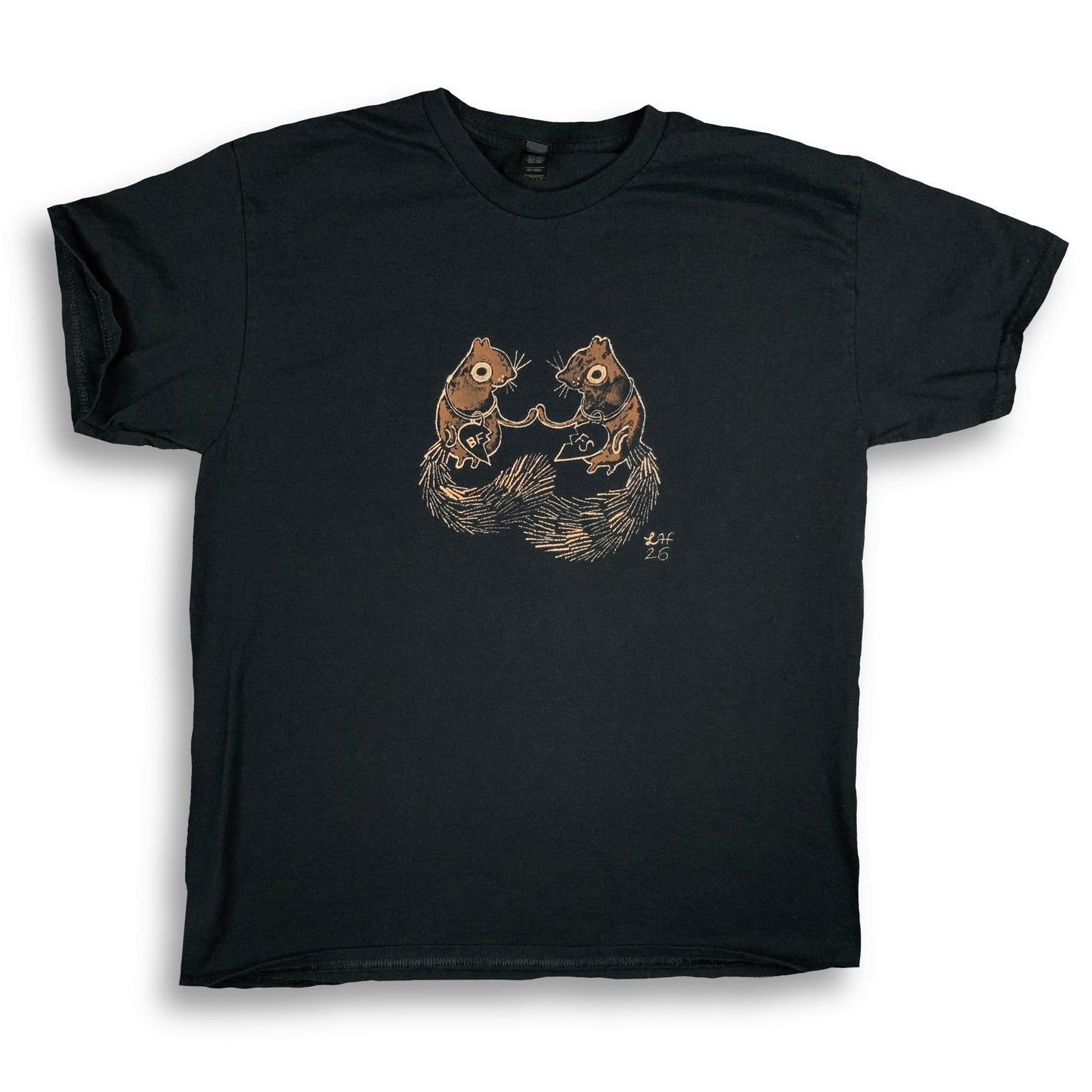 BFF Squirrels - Large Bleach-Painted T-Shirt