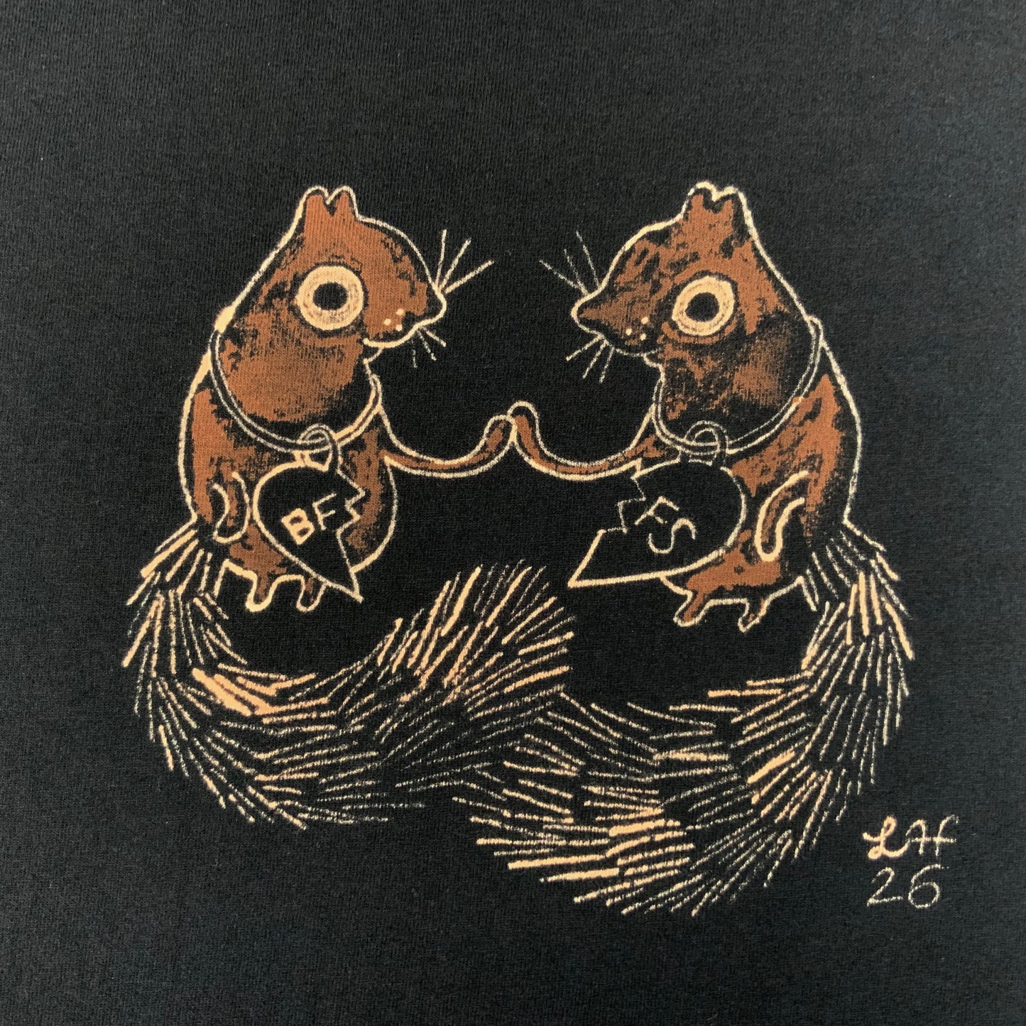 BFF Squirrels - Large Bleach-Painted T-Shirt