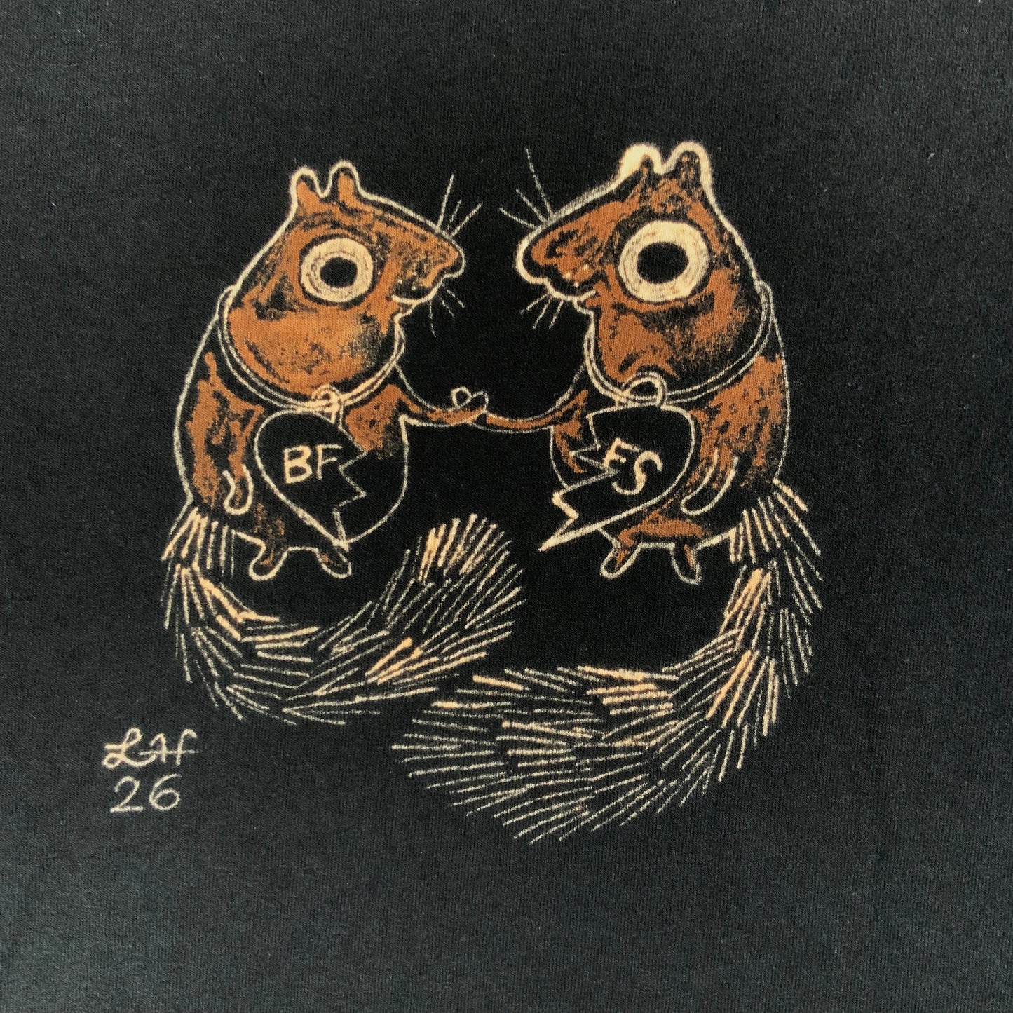 BFF Squirrels - Medium Bleach-Painted T-Shirt