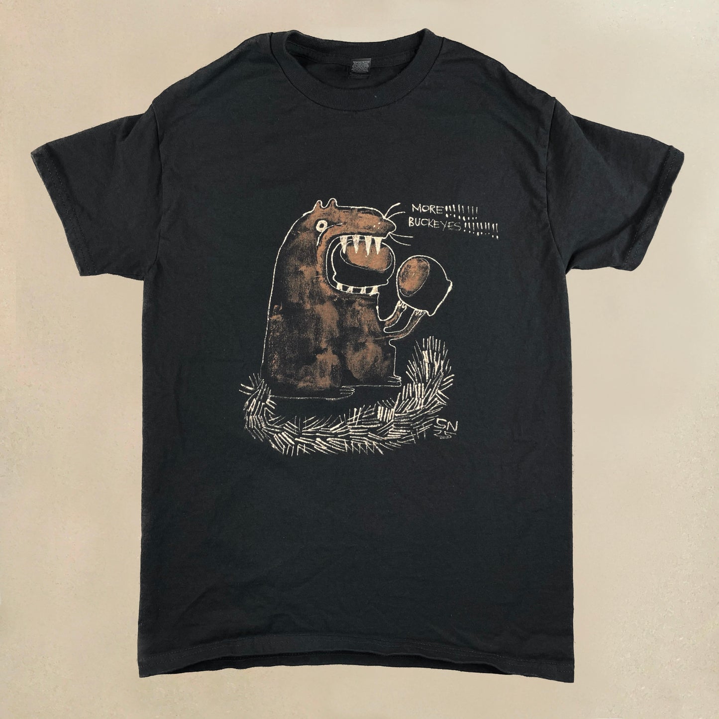 MORE!!! BUCKEYES!!!!! - Small Bleach-Painted T-Shirt