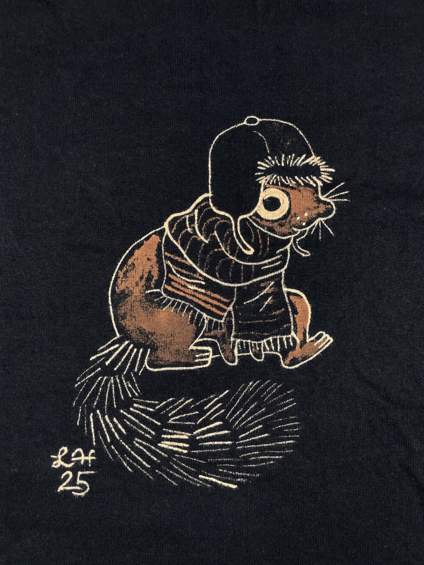 Bundled Up Squirrel - Small Bleach-Painted T-Shirt