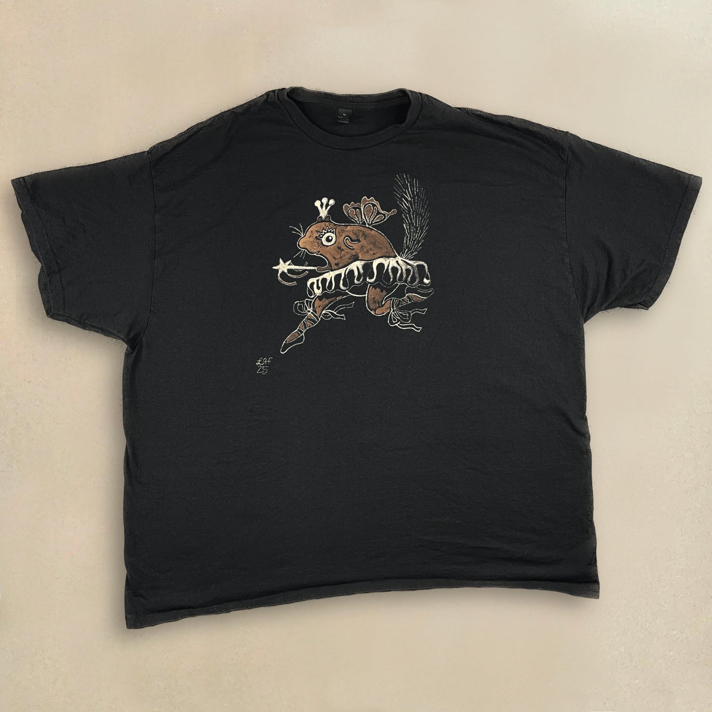 Sugar Plum Squirrel -3XL Bleach-Painted T-Shirt