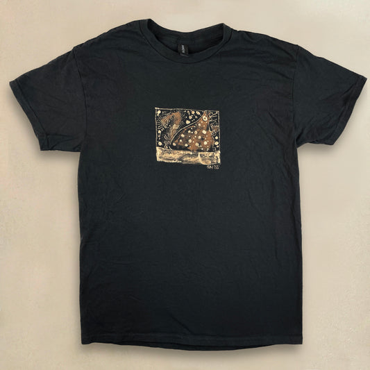 Snowy Squirrel Square 2 - Medium Bleach-Painted T-Shirt