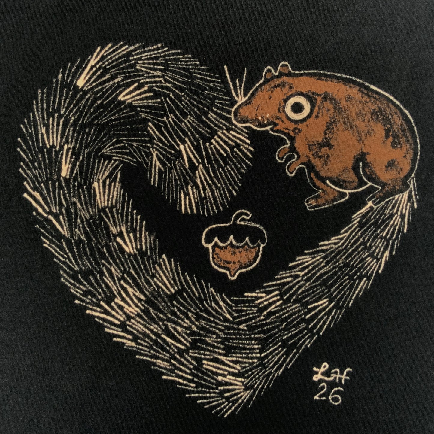 Heart Tail Squirrel - 2XL Bleach-Painted T-Shirt