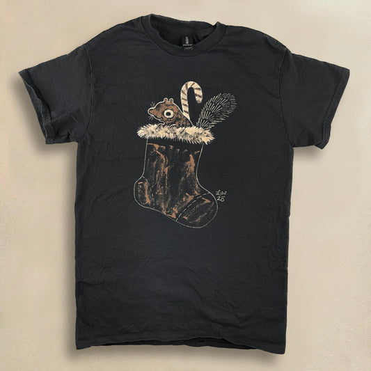 Stocking Squirrel - Small Bleach-Painted T-Shirt