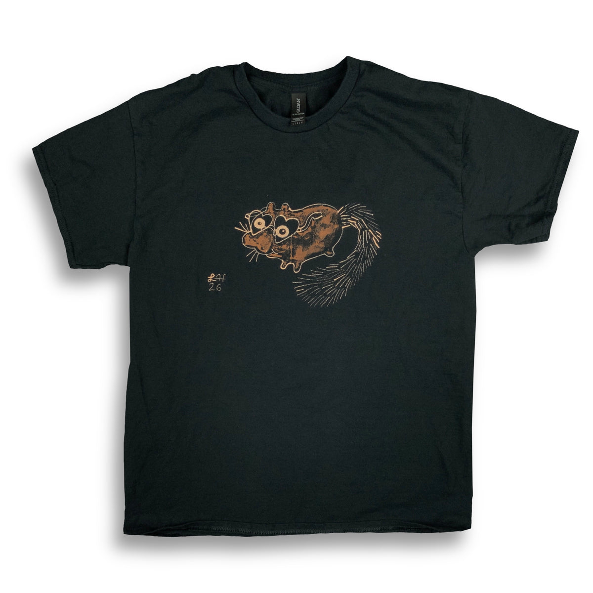 Heart Glasses Squirrel - Large Bleach-Painted T-Shirt